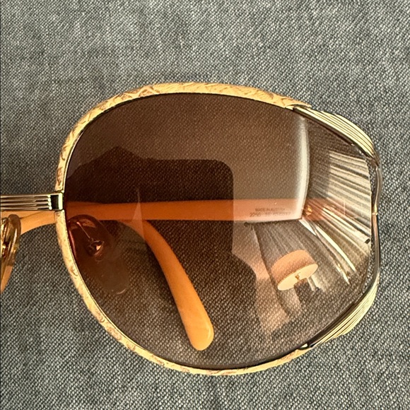 VINTAGE Authentic RARE CHRISTIAN DIOR 2250 10 PHYTON LINED OVERSIZED SUNGLASSES - Picture 4 of 16